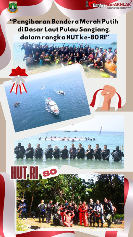 Upacara Pengibaran Bendera Merah Putih di Perairan Pulau Sangiang Banten