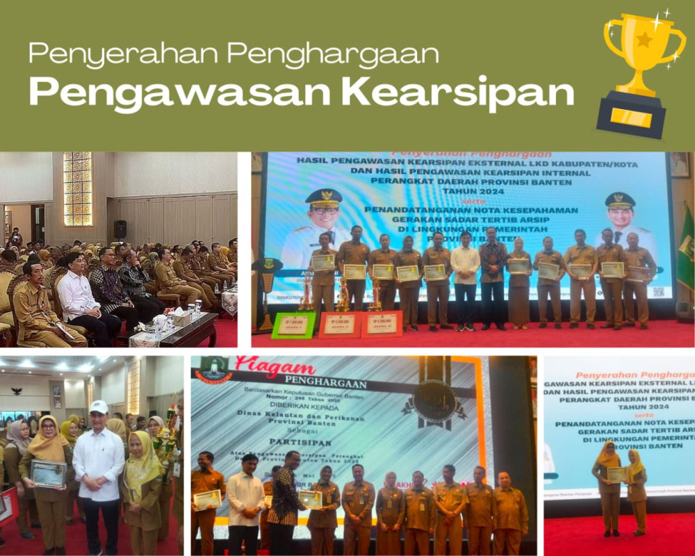DKP Banten Terima Penghargaan dalam Penyerahan Hasil Pengawasan Kearsipan Tahun 2024